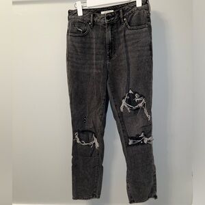 Dark Gray Pacsun Distressed Mom Jeans